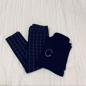 LOFT XXSP Black & White Windowpane Ankle Pant